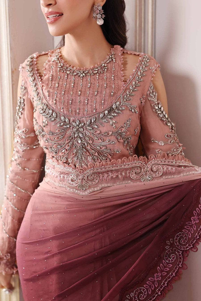 Restocked/Maria B Mbroidered 25/D 1/Ash Pink Ombre/Crystal Embedded
