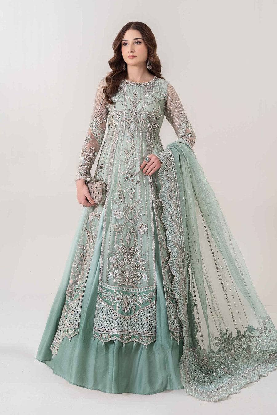 Restocked/Maria B Mbroidered/Aqua/Crystals Embedded/BD 2803