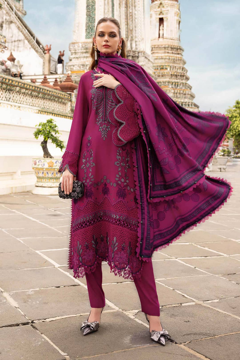 Maria B M Prints 25/Vol 2/4B/Winter Edit/Pink/Twill Linen/Wool Shawl