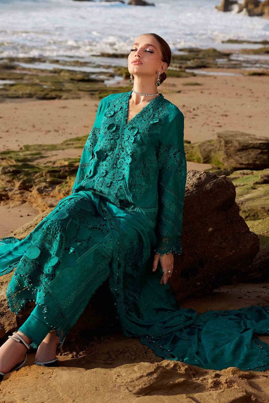 Restocked/Maria B Luxury Lawn 25/Vol 2/D 05/Sea Green