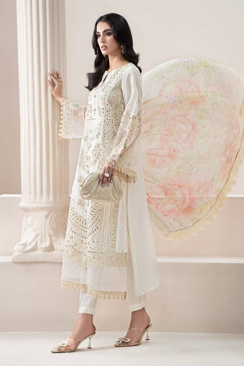 Restocked/Maria B Luxury Lawn 25/Vol 2/D 7/Off White