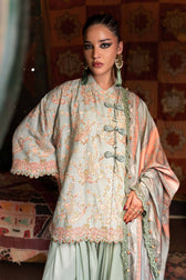 Maria B M Prints/Fall Edit 26/8 B/Irish Linen Suit/Sea Green/Shawl