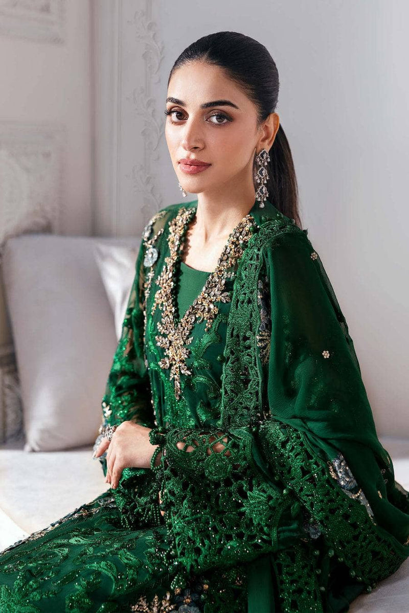 Maria B Mbroidered 25/Crystal Embedded/Emerald Green