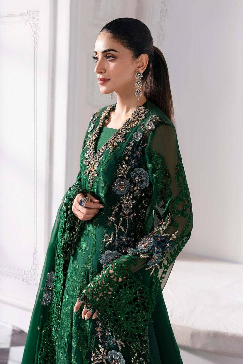 Maria B Mbroidered 25/Crystal Embedded/Emerald Green