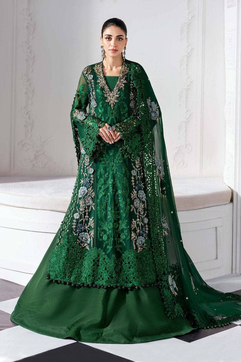 Maria B Mbroidered 25/Crystal Embedded/Emerald Green