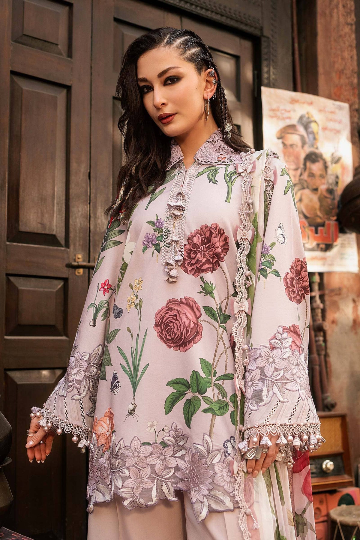 Maria B M Prints/Fall Edit 26/9 A/Dobby Linen Suit/Lilac