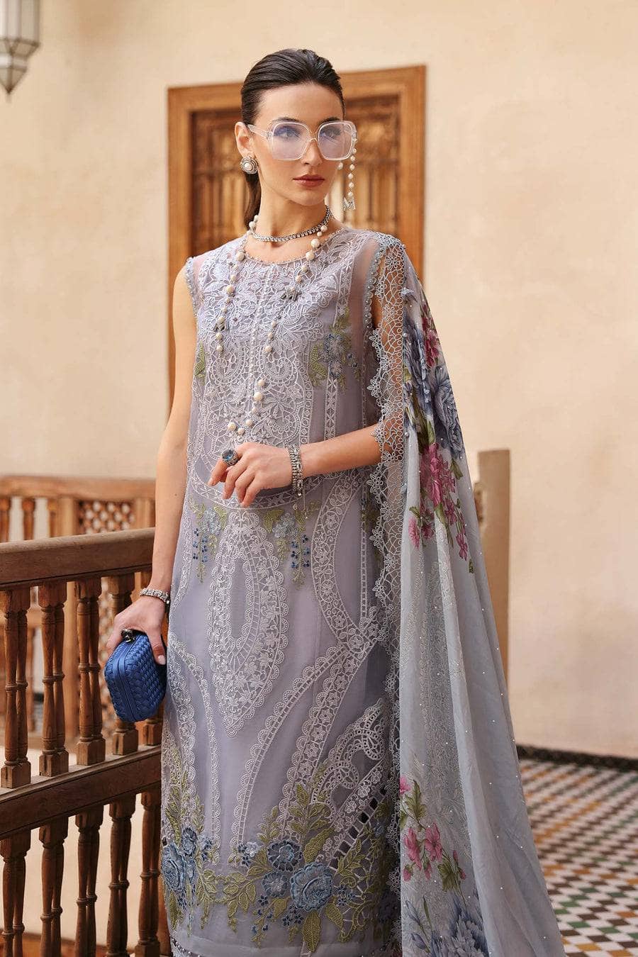 Restocked/Maria B Luxury Lawn 25/9B/Ice Blue