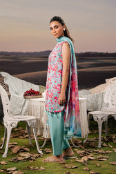 Maria B M Basics 25/Fall-Winter/Embroidered Arabic Lawn Suit | MB-PFUS25-10A/Sky Blue