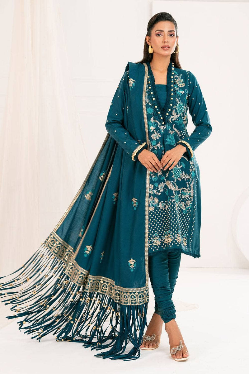 Gul Ahmed Luxe Patjhaar/Embroidered Pashmina Suit with Embroidered Shawl AP-52010