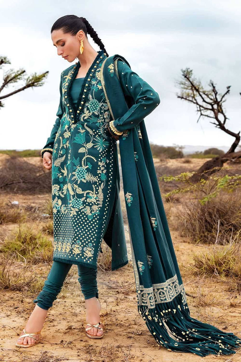 Gul Ahmed Luxe Patjhaar/Embroidered Pashmina Suit with Embroidered Shawl AP-52010