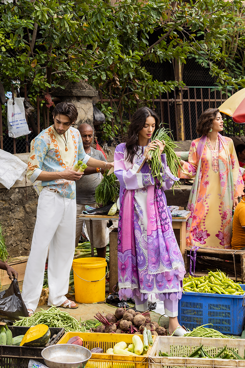 Restocked/Mushq La Dolce Hemline Prints/Fabola/Purple/Silk Dupatta