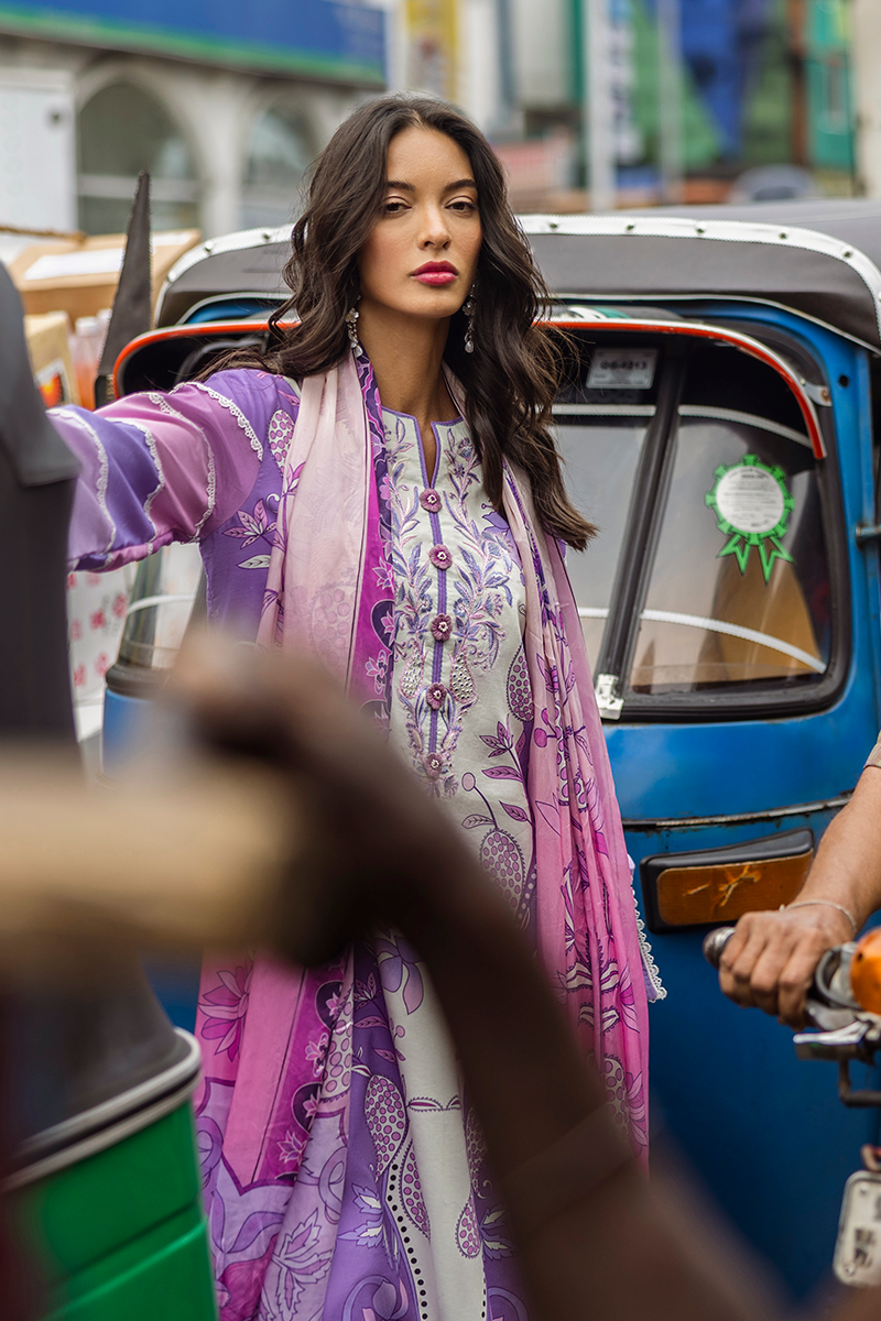 Restocked/Mushq La Dolce Hemline Prints/Fabola/Purple/Silk Dupatta