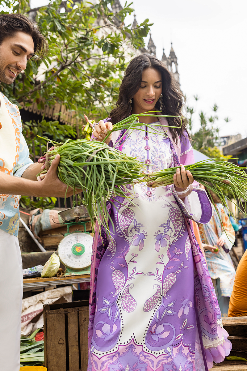 Restocked/Mushq La Dolce Hemline Prints/Fabola/Purple/Silk Dupatta