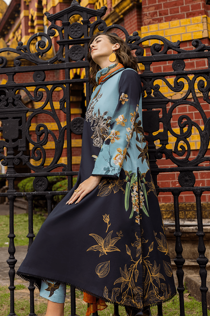 Restocked/Mushq La Dolce Hemline Prints/Paula/Black/Chiffon Dupatta