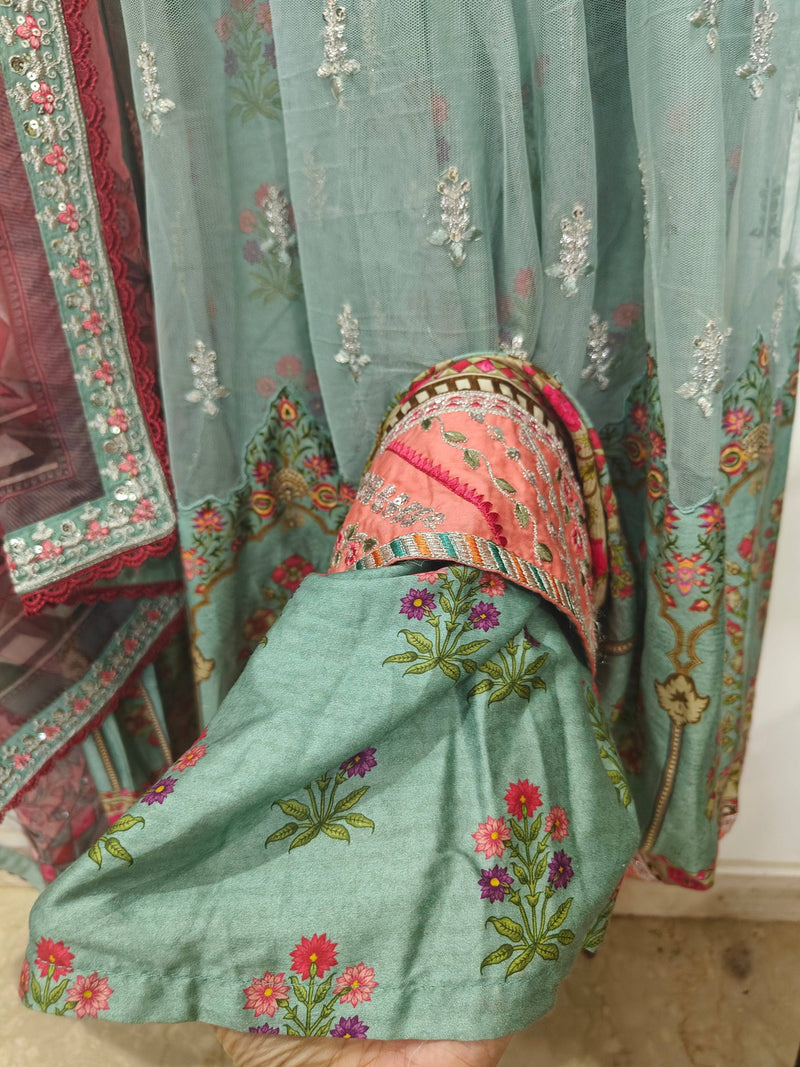 Stitched/Maria B Sateen/Large/CST-201-AZURE BLUE AND CANDY