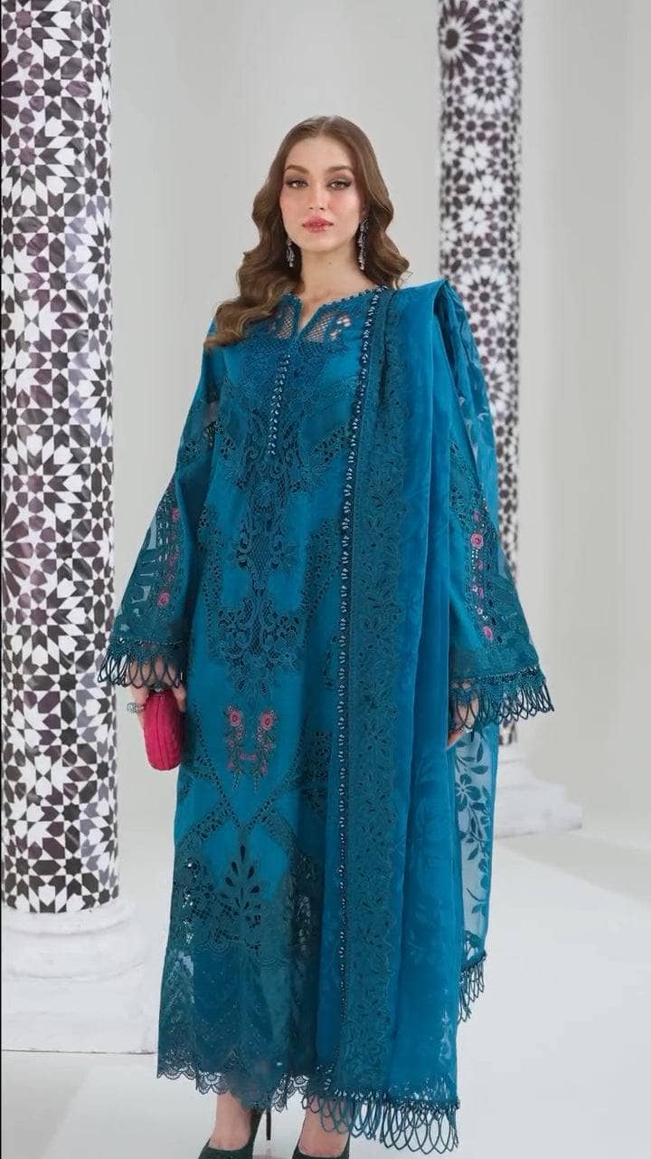 Restocked/Maria B Luxury Lawn 25/13B/Teal