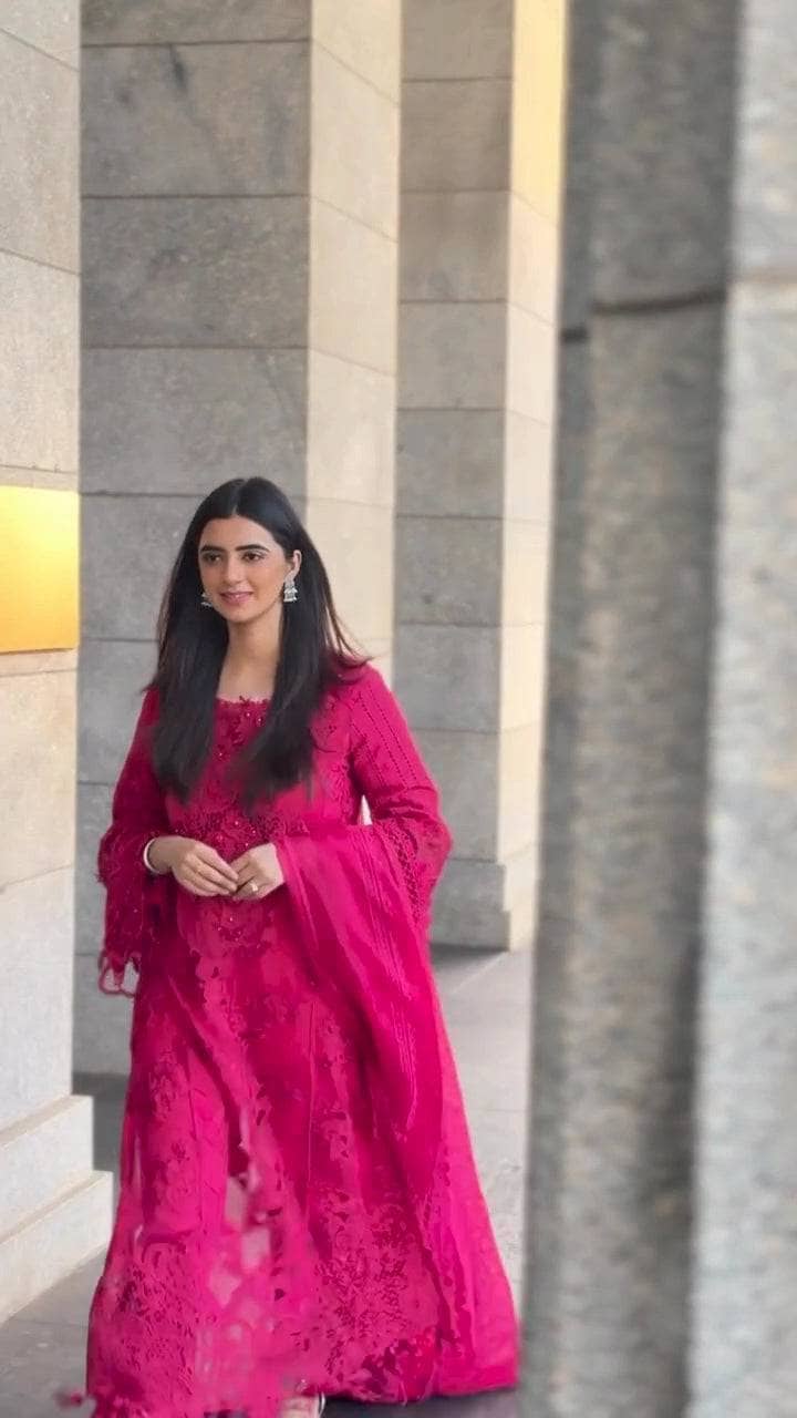 Spotted in Maria B Luxury Lawn 25/8A/Fuchsia Pink