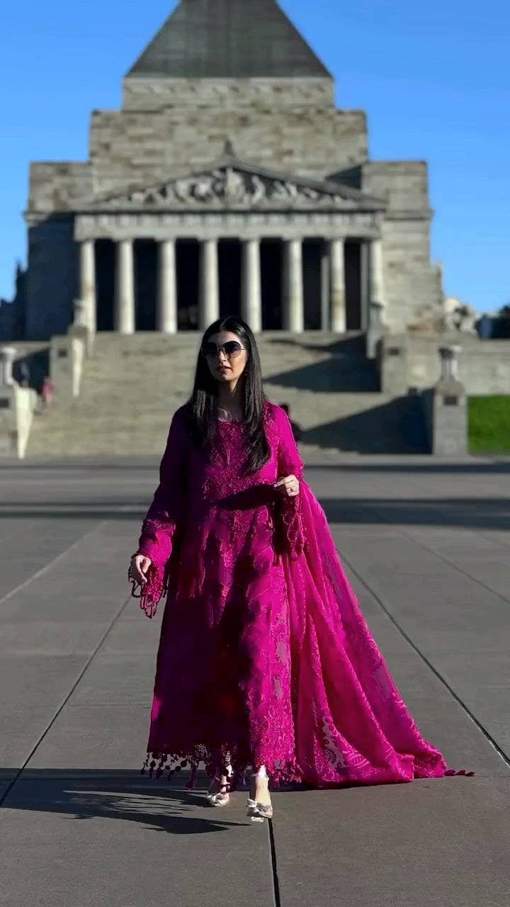 Spotted in Maria B Luxury Lawn 25/8A/Fuchsia Pink