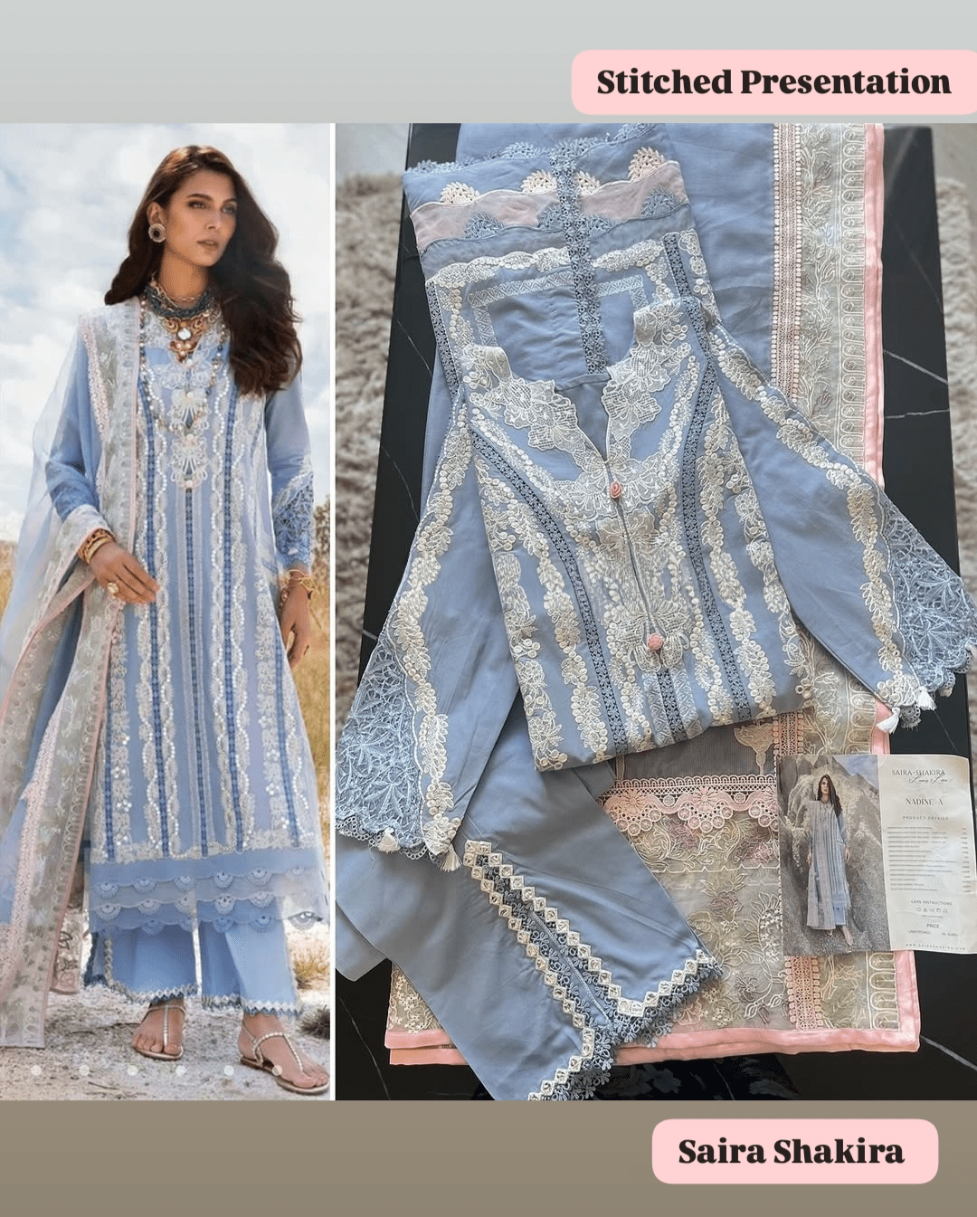 Stitched Look of Unstitched Saira Shakira Lawn 25/NADINE-A/Periwinkle /Size - XL L M S