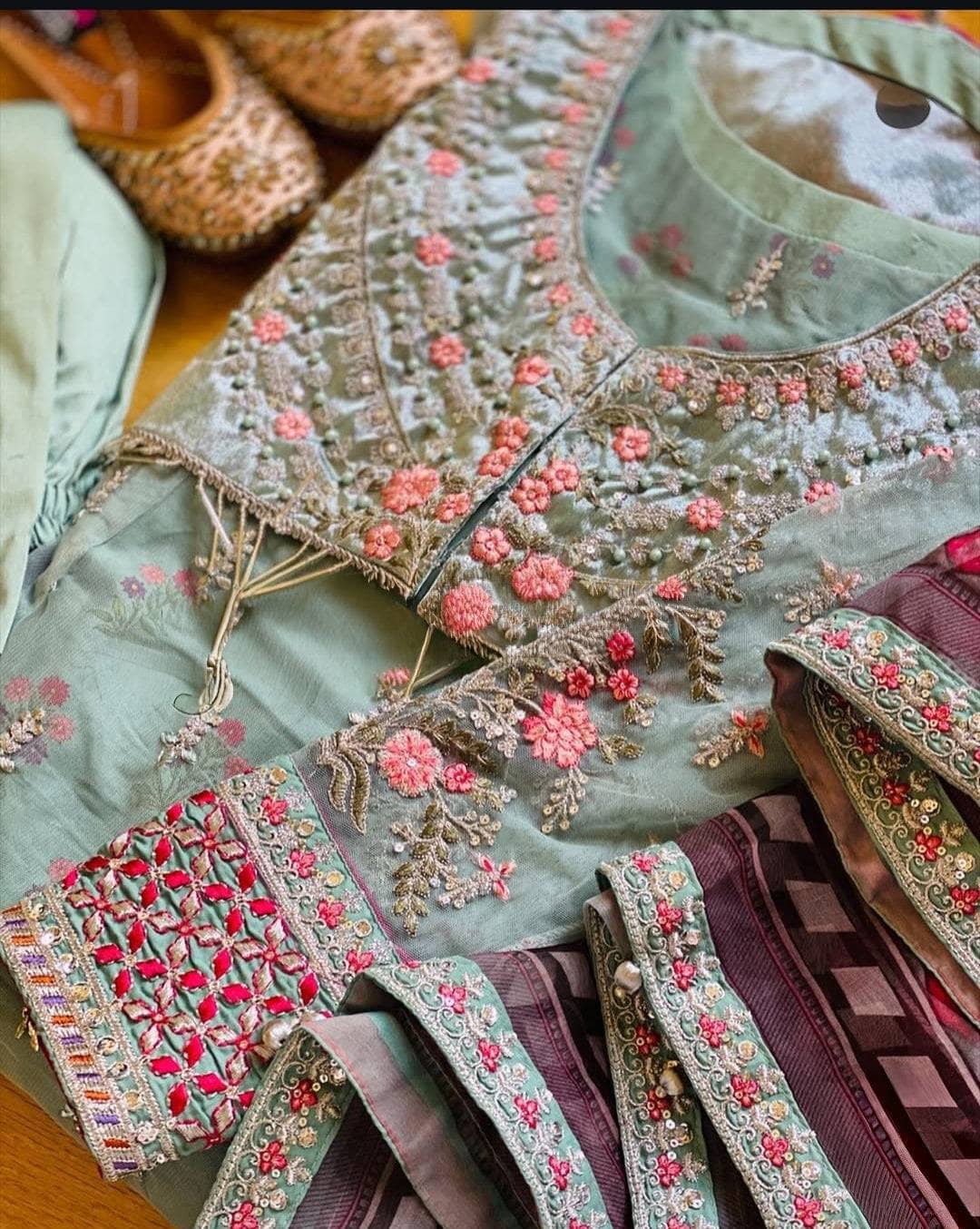 Stitched Look of Unstitched Maria B Sateen/CST-201-AZURE BLUE AND CANDY Size - XL L M S