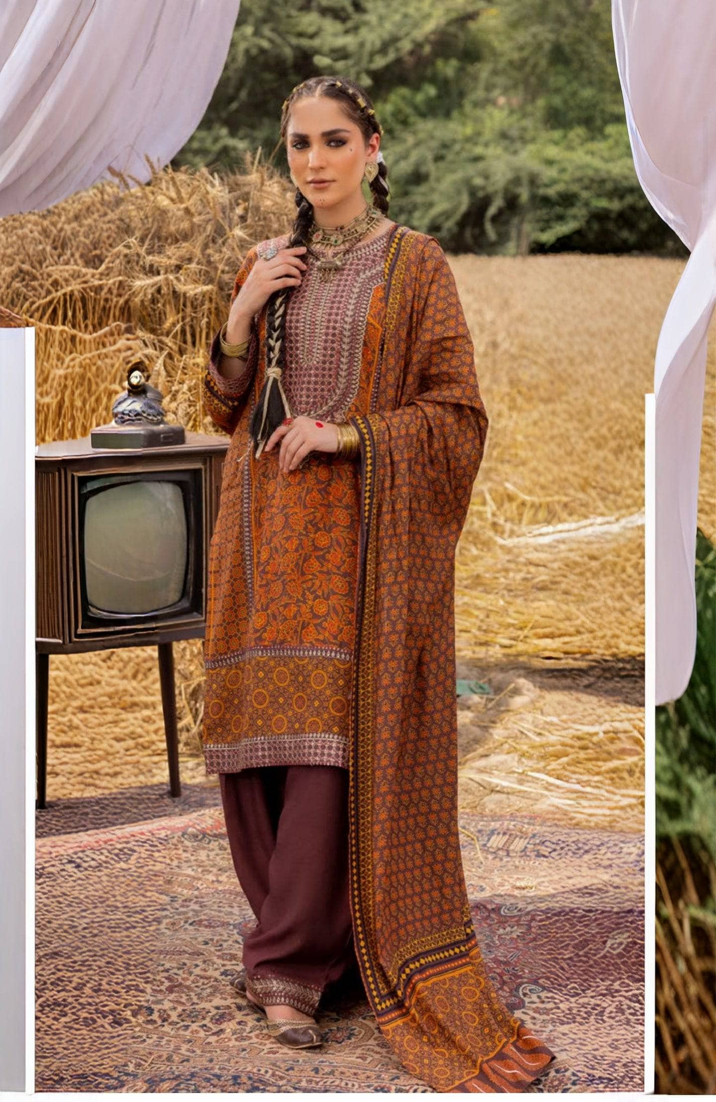 Restocked/Gul Ahmed Ajrak Collection 25/SP52073