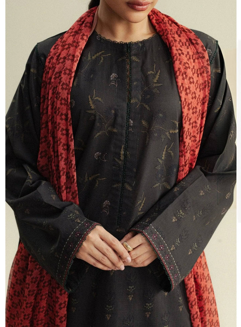 Zara Shahjahan Coco Prints 25/Fall Edit/Fable-5A/Earthy Moss Green