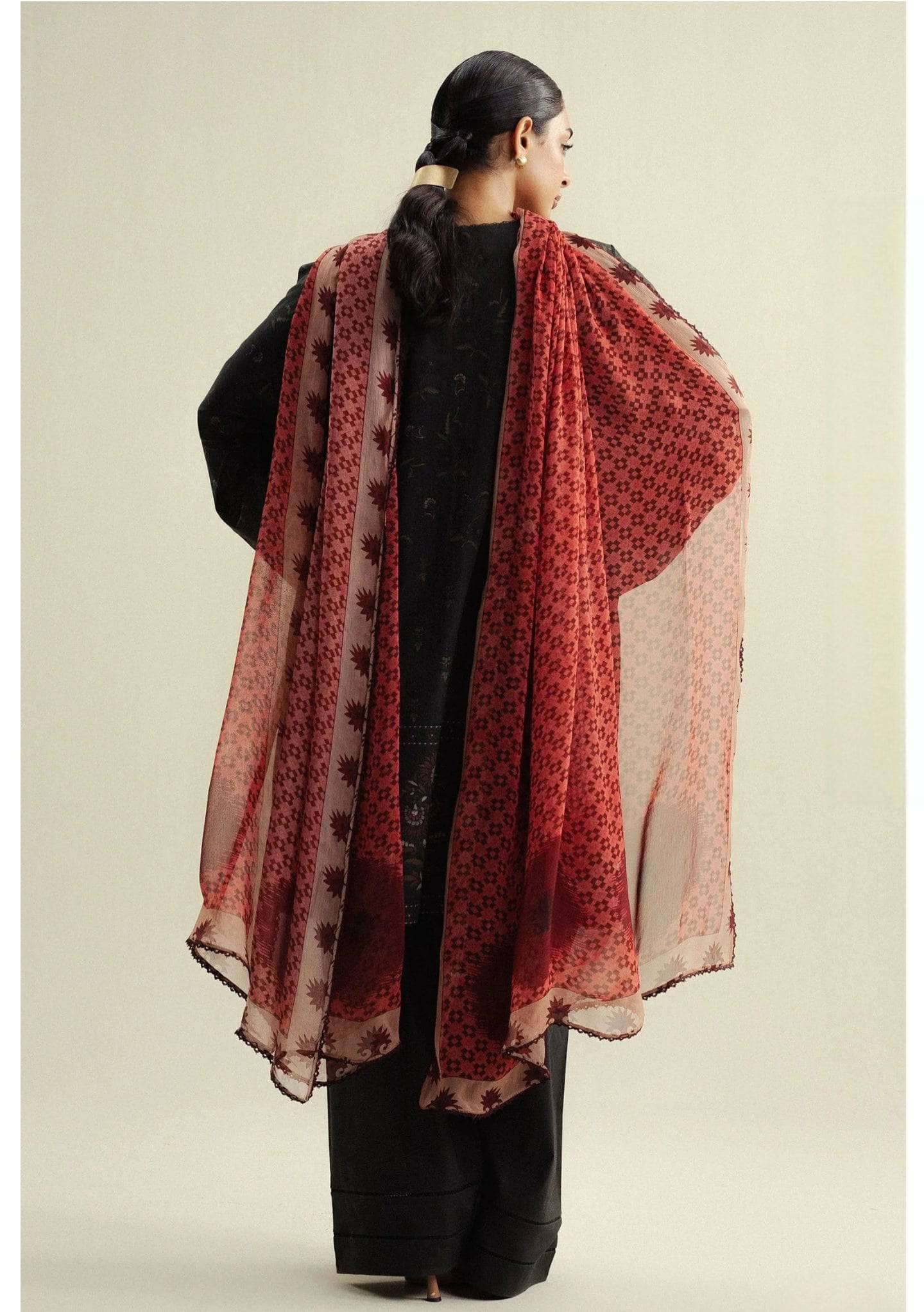 Zara Shahjahan Coco Prints 25/Fall Edit/Fable-5A/Earthy Moss Green