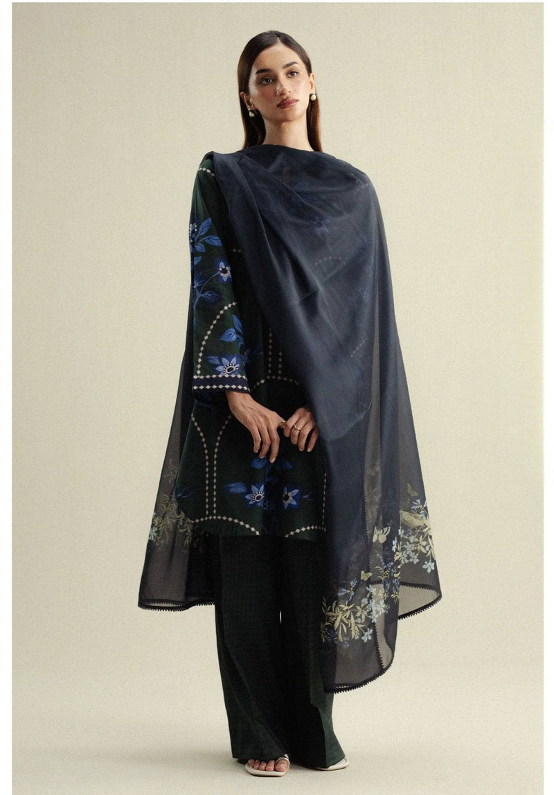 Zara Shahjahan Coco Prints 25/Fall Edit/Loom-3B/Emerald Green