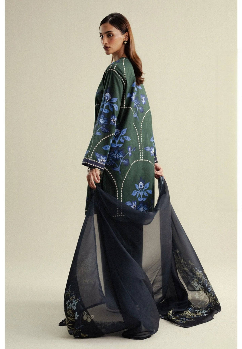 Zara Shahjahan Coco Prints 25/Fall Edit/Loom-3B/Emerald Green
