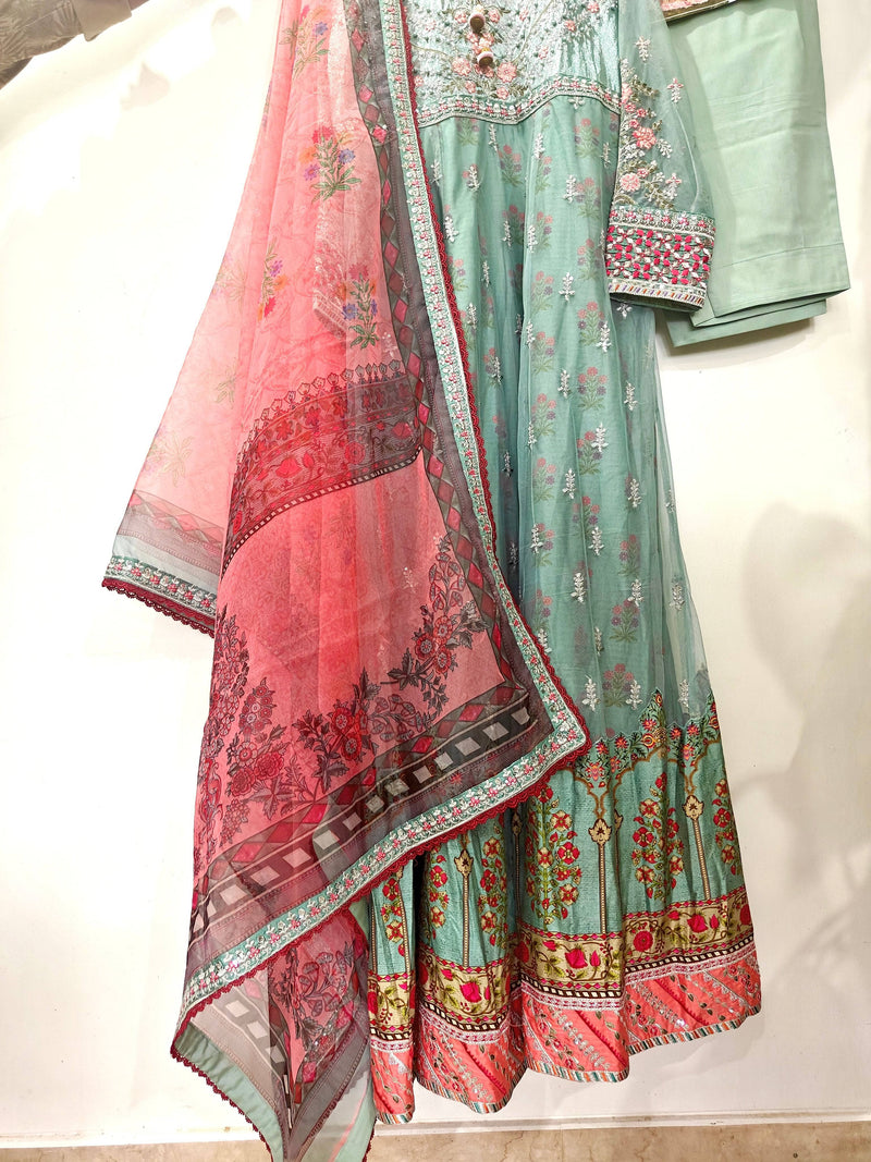 Stitched/Maria B Sateen/Large/CST-201-AZURE BLUE AND CANDY