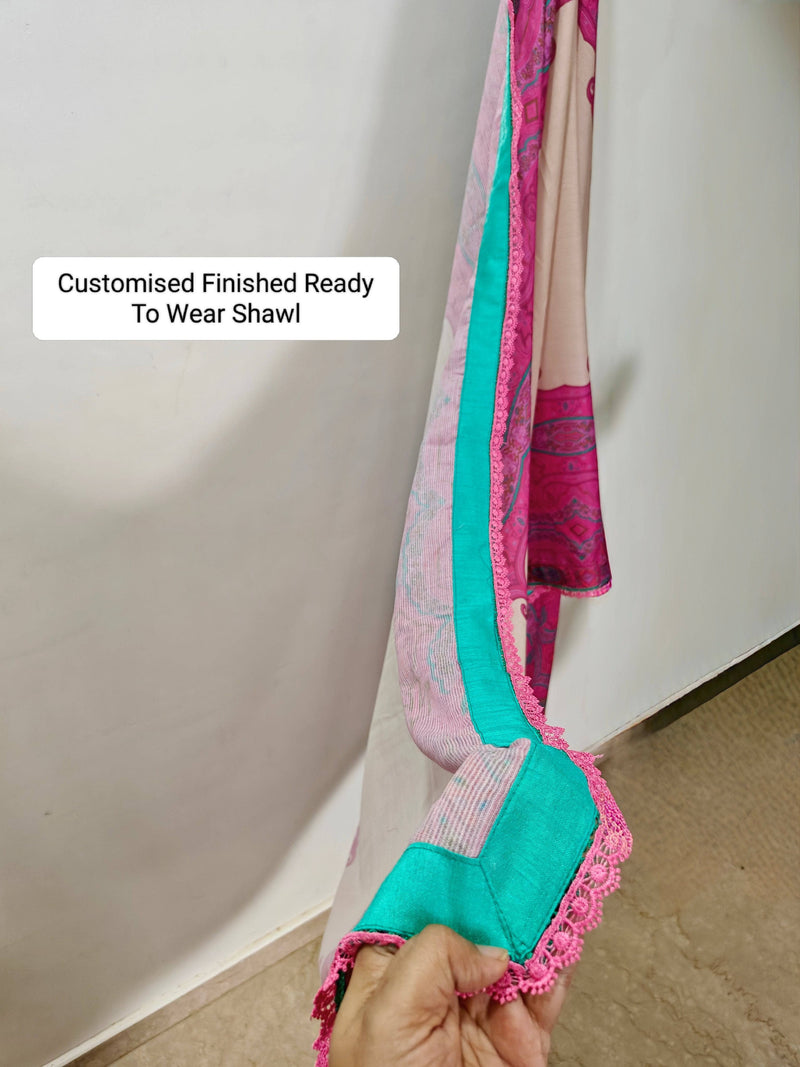 Semi Stitched/Charizma Marina/Pashmina Shawl/Pink