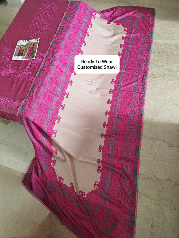 Semi Stitched/Open/Charizma Marina/Pashmina Shawl/Pink