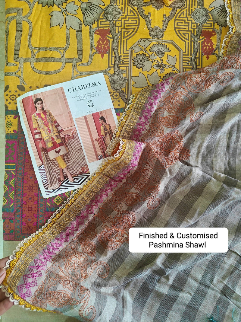 Semi Stitched/Charizma Khaddar/Embroideried Pashmina Shawl