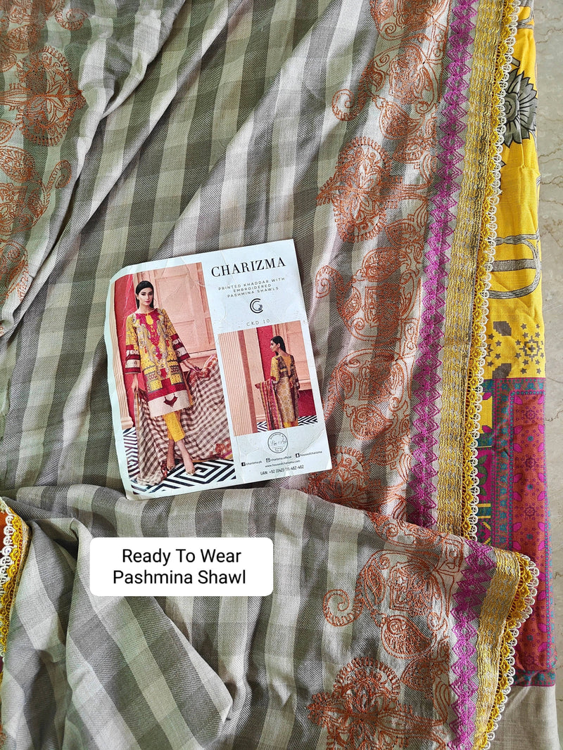 Semi Stitched/Charizma Khaddar/Embroideried Pashmina Shawl
