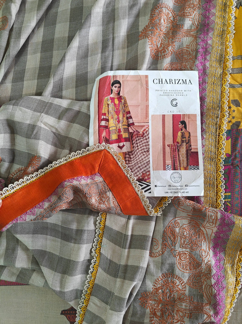 Semi Stitched/Charizma Khaddar/Embroideried Pashmina Shawl