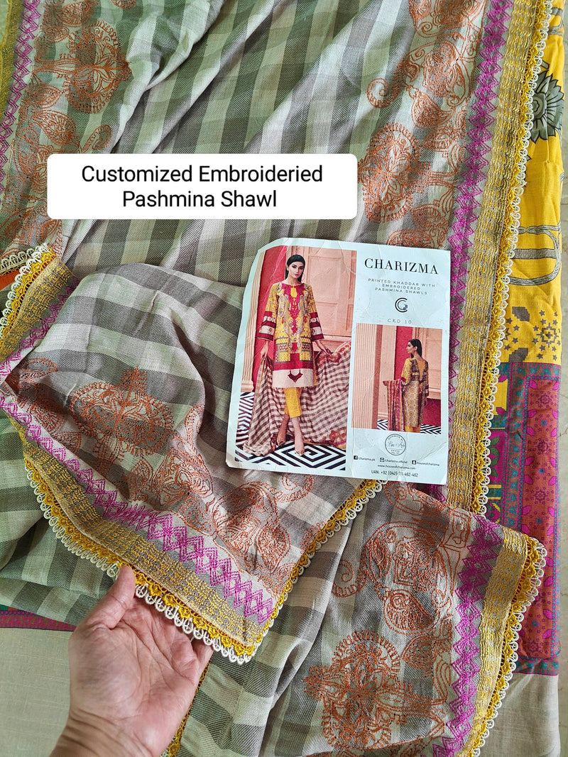 Semi Stitched/Charizma Khaddar/Embroideried Pashmina Shawl