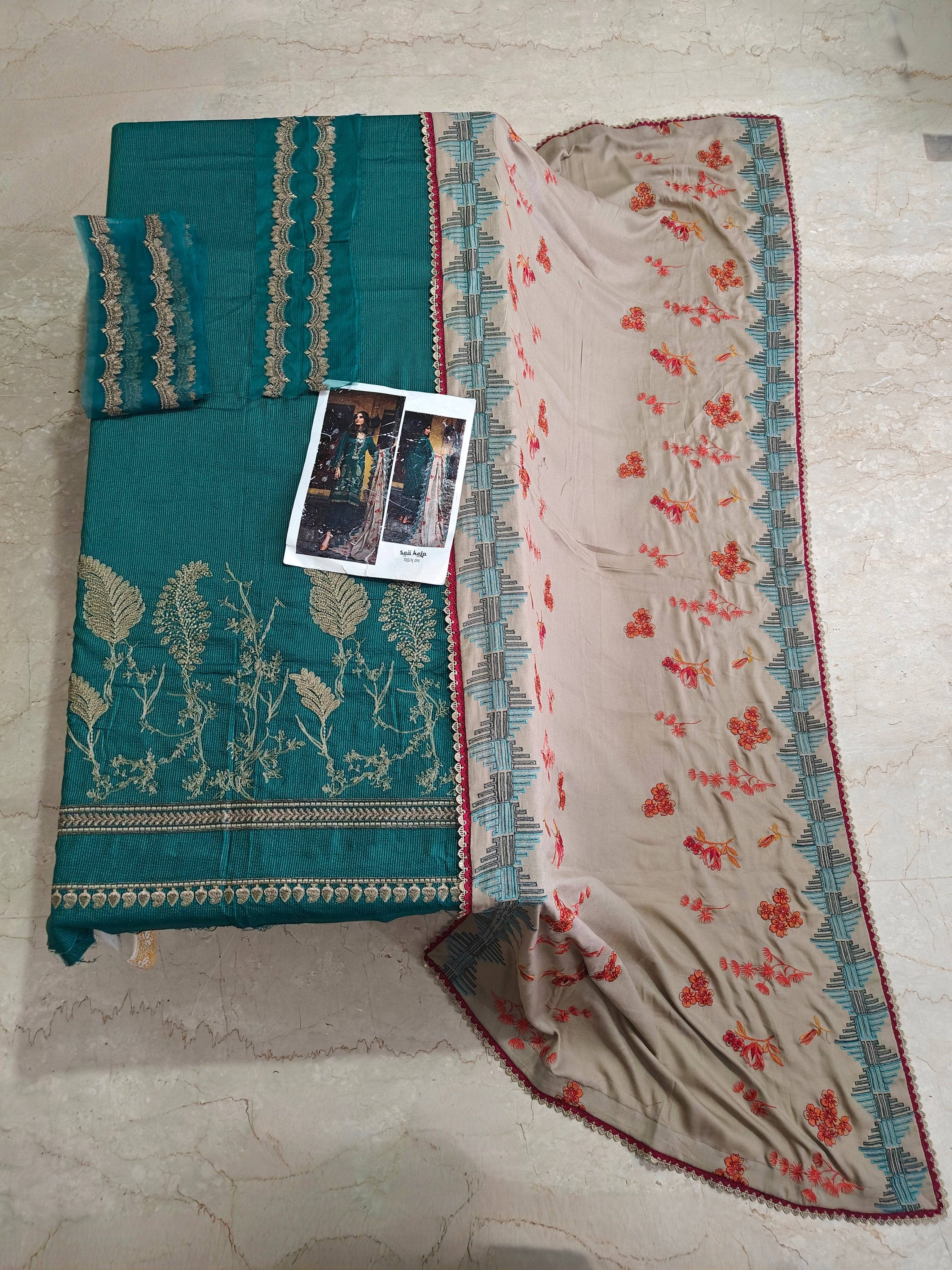 Semi Stitched/Charizma Masakali Signature/Massori/Embroideried Shawl/MSK 04