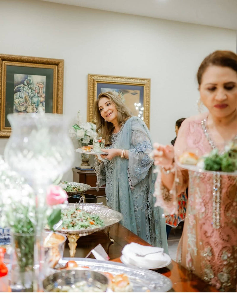 Spotted in Maria B Chiffon 25/MPC-25-108/Aqua To Sea Green