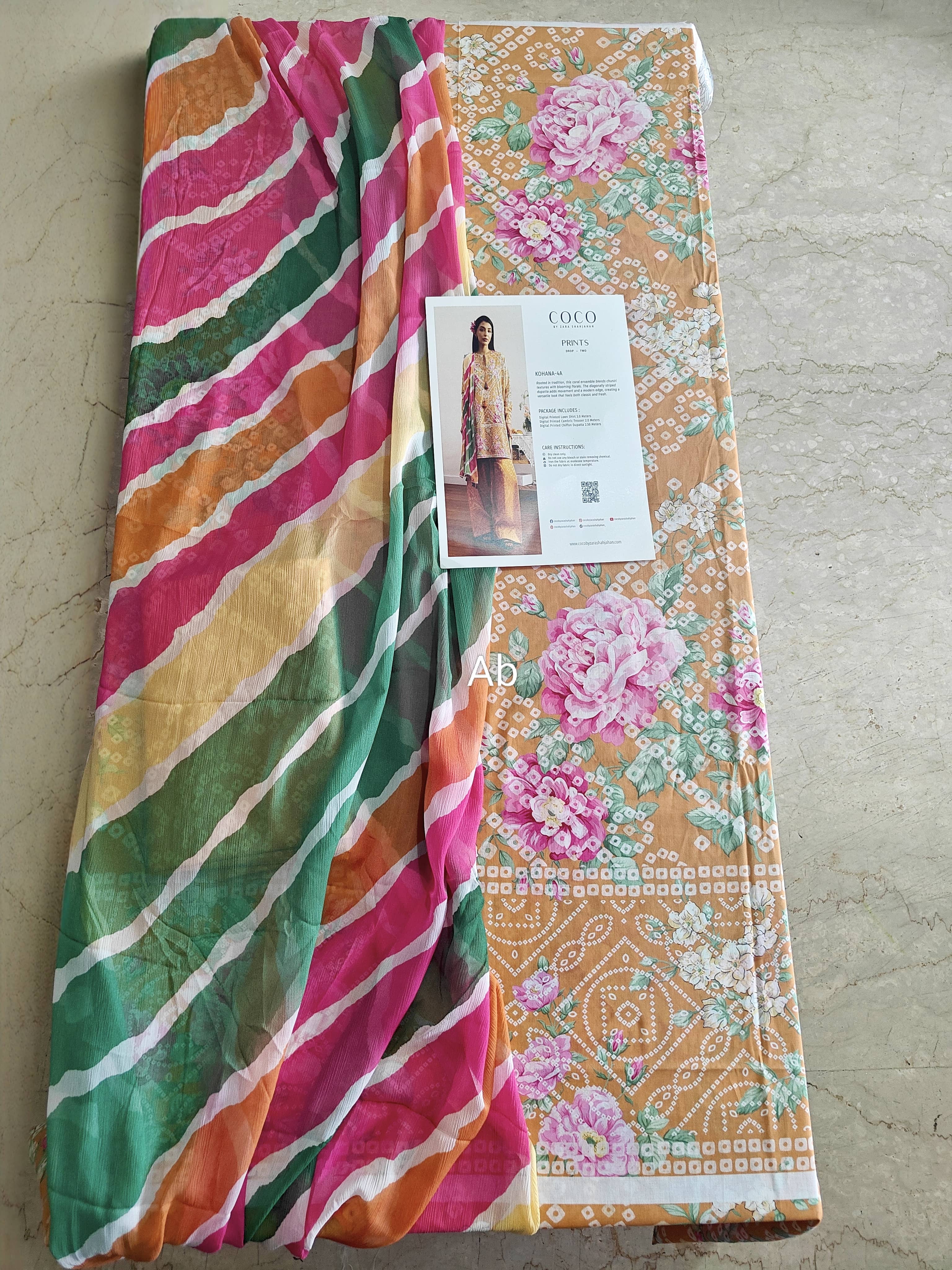 Open Pic/Zara Shahjahan Coco Prints 26 Drop 2/Kohana/4A/Chiffon Dupatta