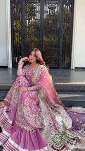 Spotted in  Afrozeh Dastangoi Formals 26/Riwayat/Rose Pink