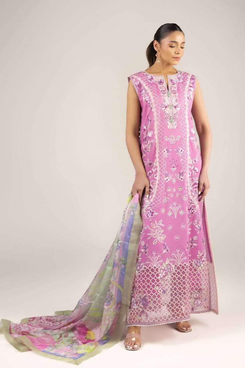 Restocked/Mushq Manaram Lawn 25/Timeless Wave/Dark Pink