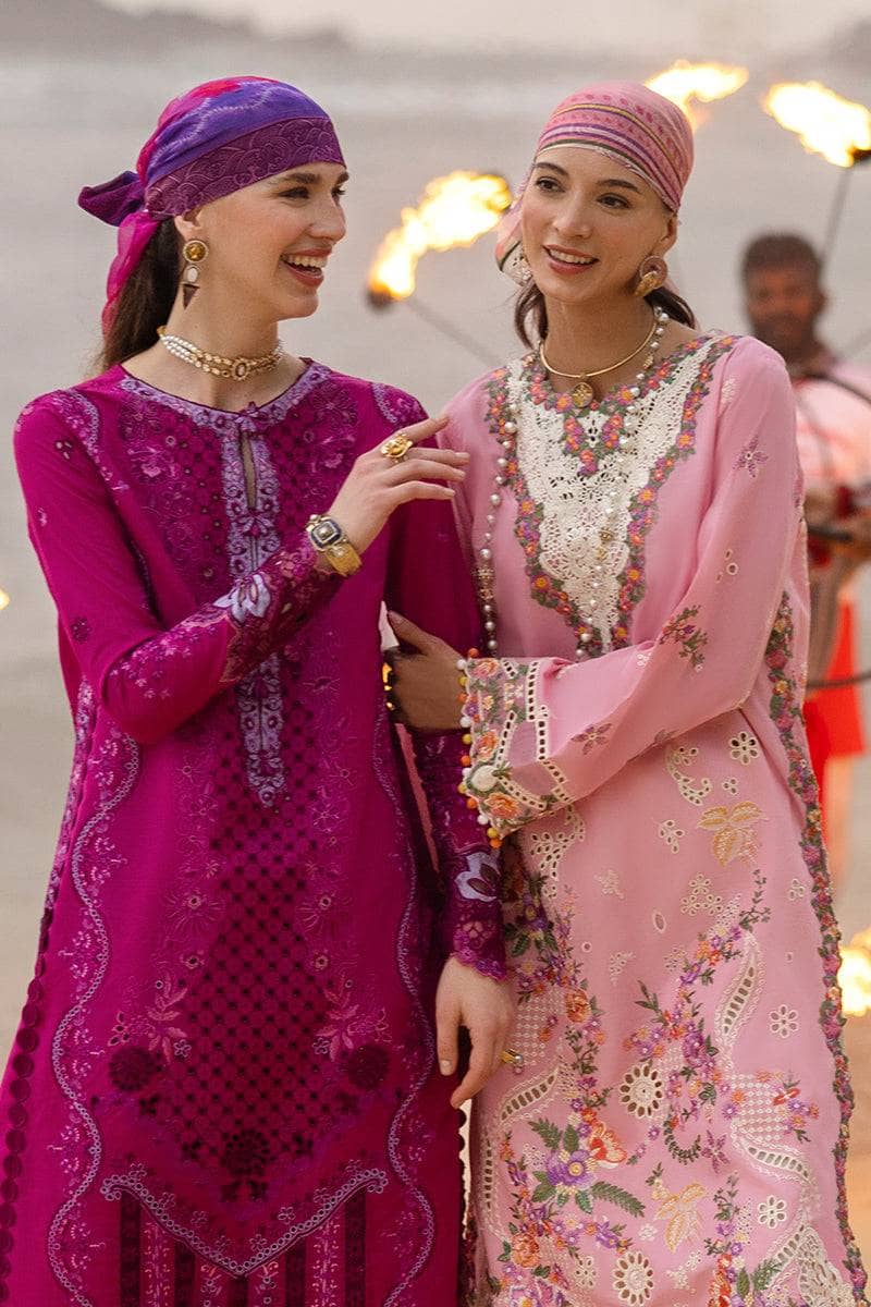 Restocked/Mushq Manaram Lawn 25/Dreamy Whirl/Fuchsia Pink