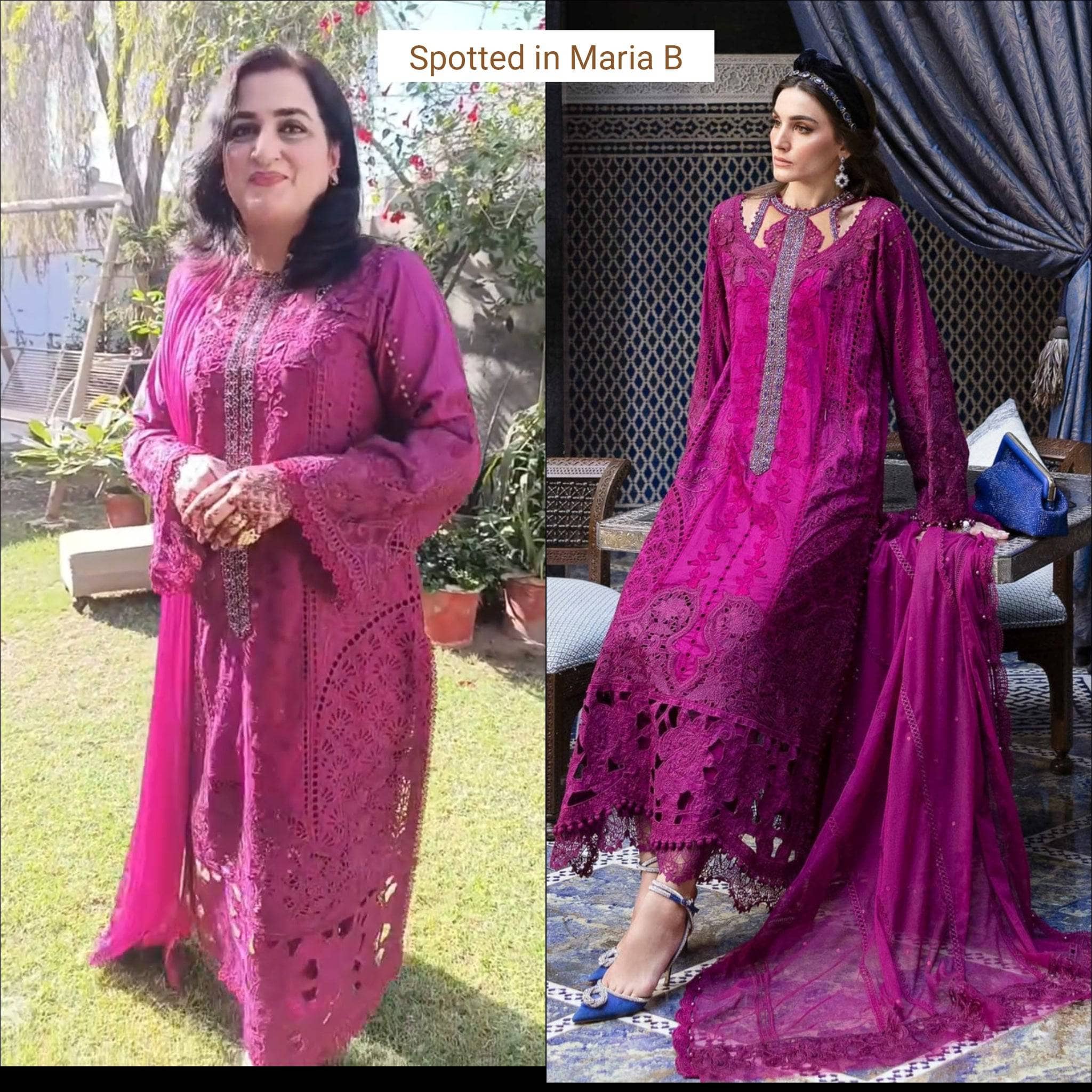 Spotted in Maria B Luxury Lawn 25/2B/Magenta