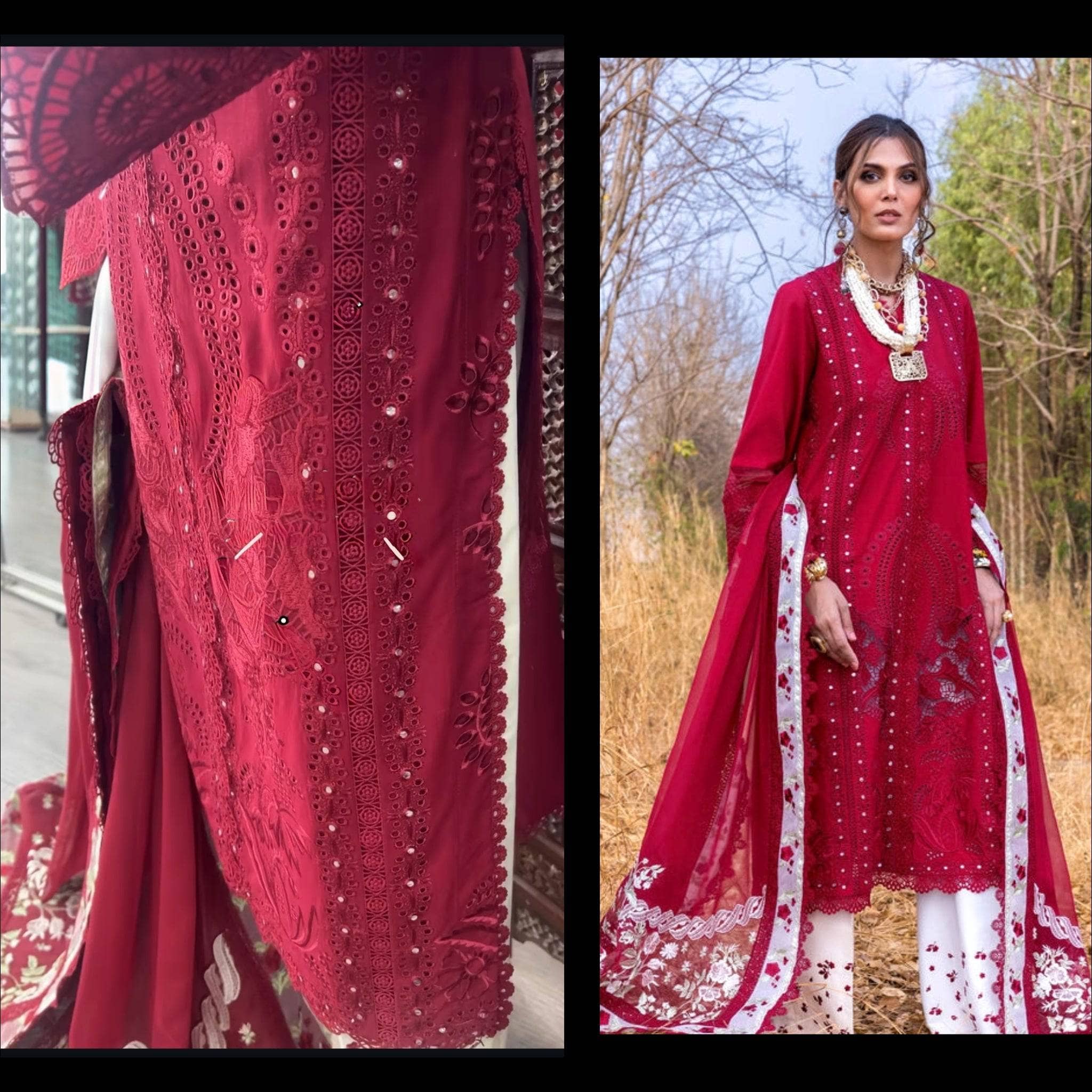 Stitched Look of Unstitched Saira Shakira Lawn 25/Shams A/Flame /Size - XL L M S