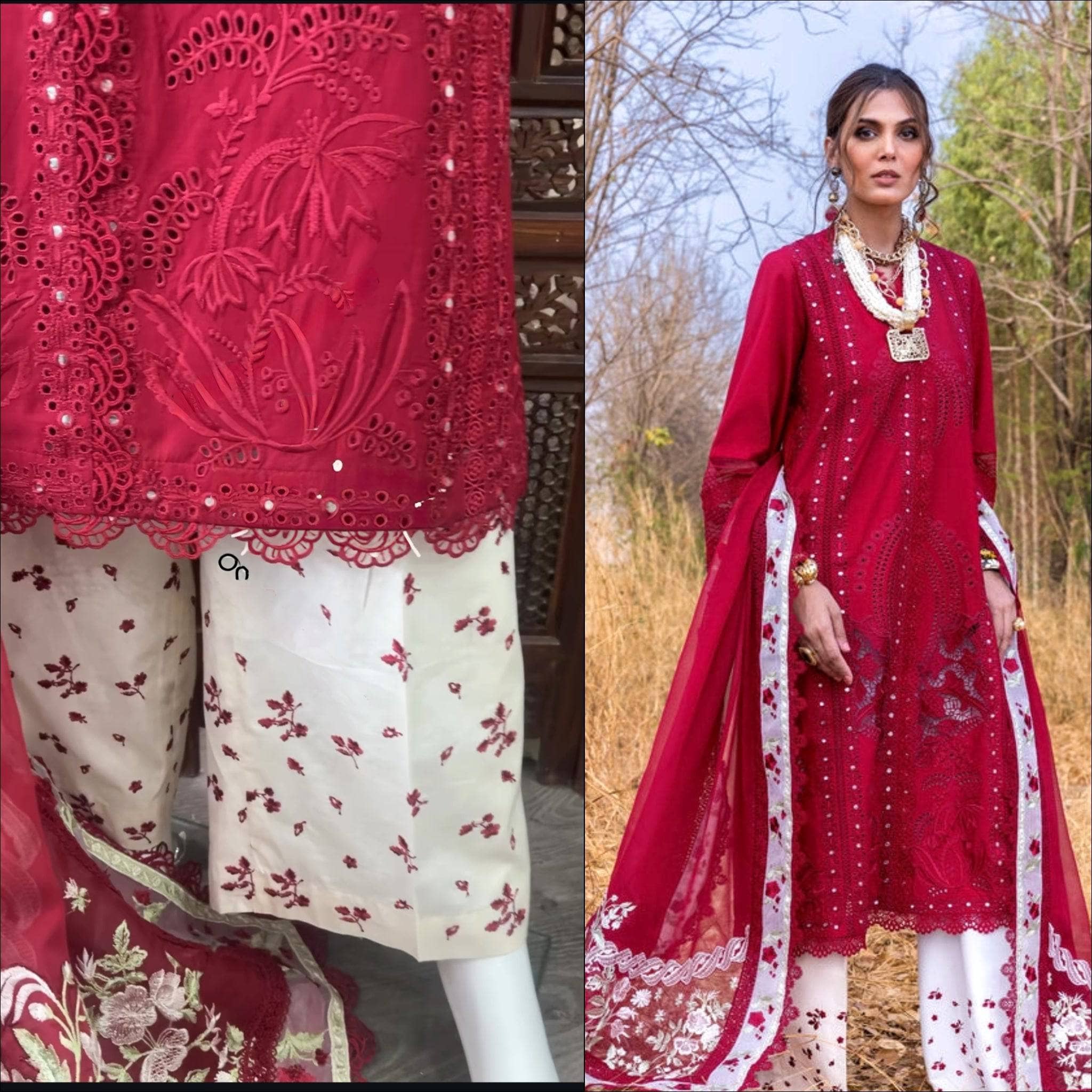 Stitched Look of Unstitched Saira Shakira Lawn 25/Shams A/Flame /Size - XL L M S