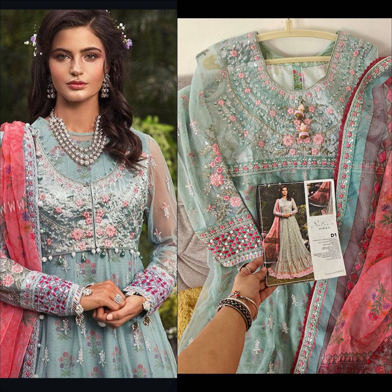 Stitched/Maria B Sateen/Large/CST-201-AZURE BLUE AND CANDY