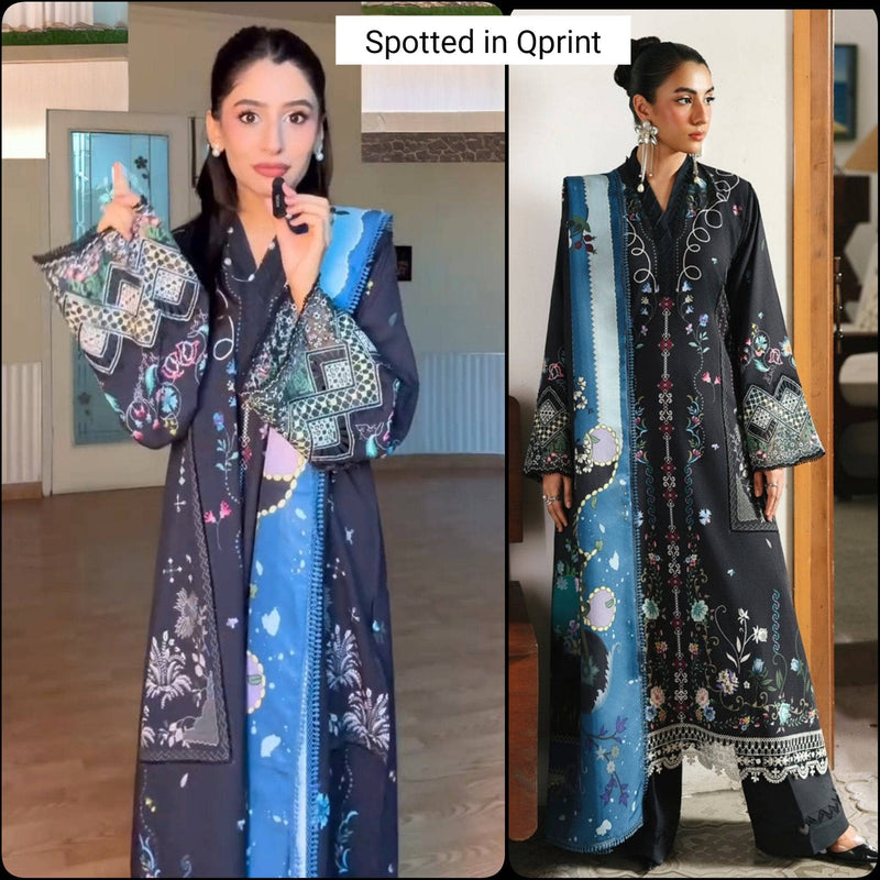 Spotted in Qalamkar Q Print Fall 25/25/QW-06 (B) SKYE