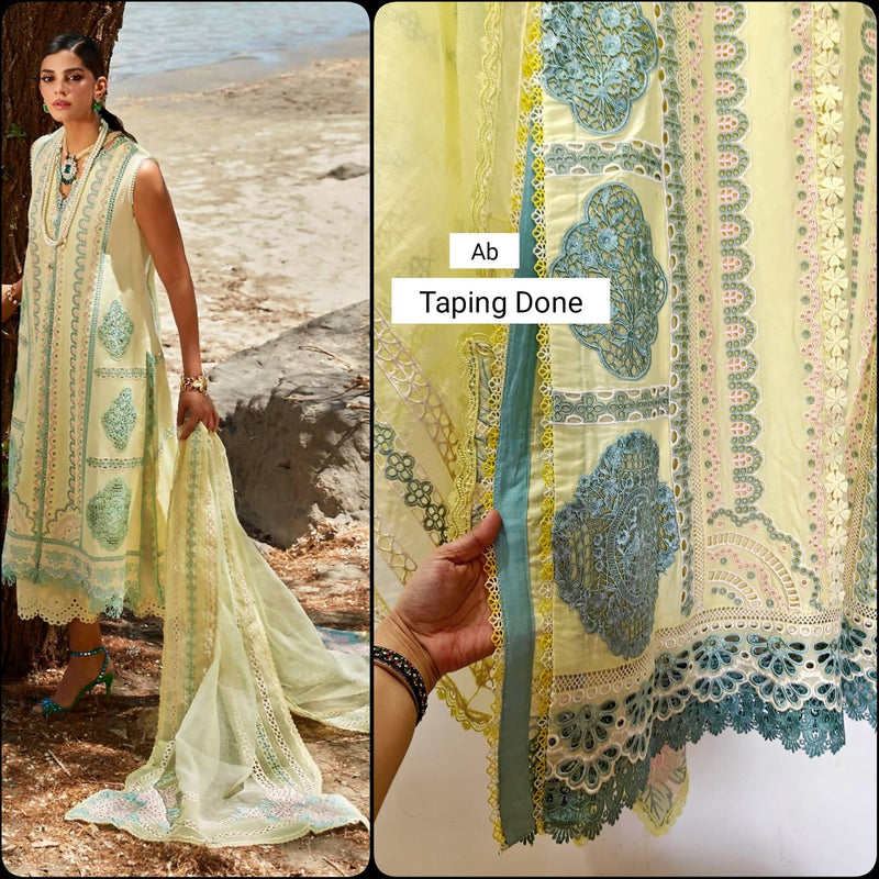 Stitched Look of Unstitched Spotted in Crimson/Medley of Lace/7 B/Lemon