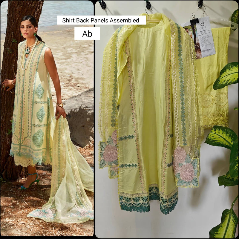 Stitched Look of Unstitched Spotted in Crimson/Medley of Lace/7 B/Lemon