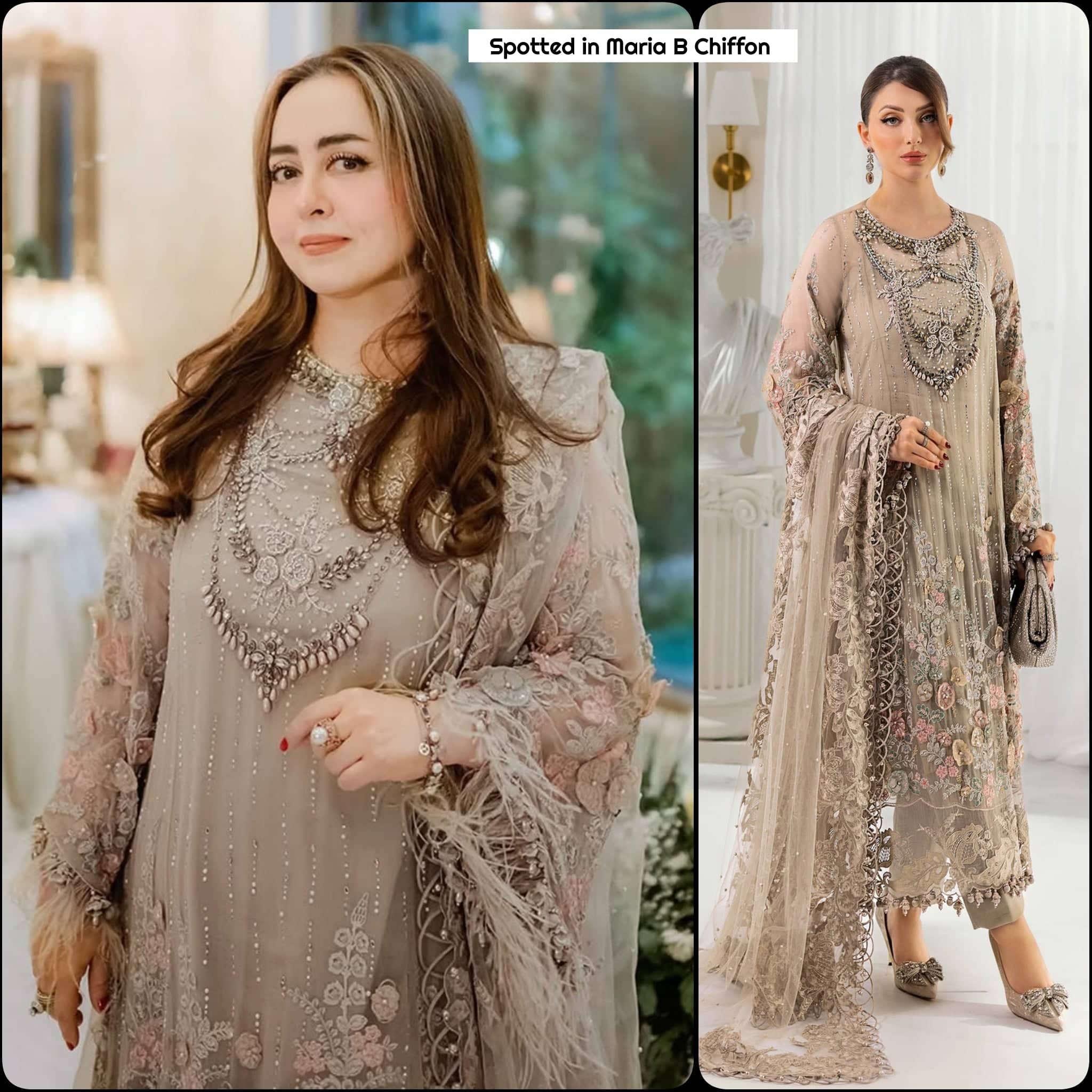 Spotted in Maria B Chiffon 25/MPC-25-107/Coffee